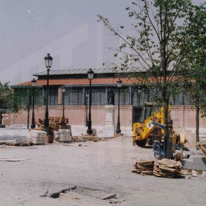 Obras de reforma en la Plaza de la Constitución de Aranjuez junto al Mercado de Abastos