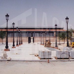 Obras de reforma en la Plaza de la Constitución de Aranjuez y estatua de Alfonso XII