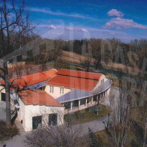 Vista aérea de las instalaciones de la Piragüera junto al Río Tajo en Aranjuez