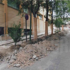 Obras de urbanización en la calle Montesinos de Aranjuez