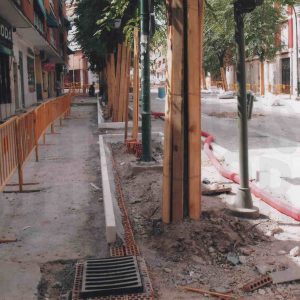 Obras de remodelación de la calle del Foso entre la calle Abastos y la calle San Pascual en Aranjuez