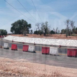 Obras de construcción de la rotonda del Puente Largo en Aranjuez
