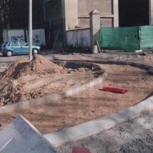 Obras de construcción de la Glorieta de Robert Bosch  en Aranjuez