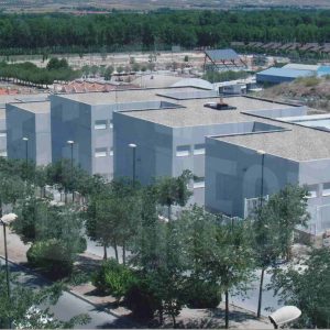 Vista aérea de las instalaciones del IES Santiago Rusiñol y sus inmediaciones en Aranjuez