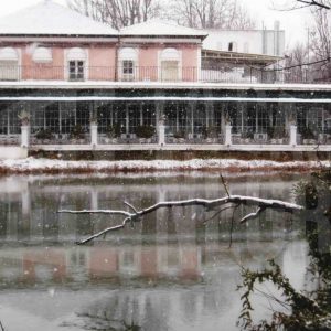 El Hotel Delicias durate una nevada en Aranjuez