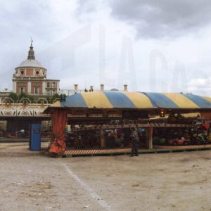 Recinto ferial con sus atracciones todavía cerradas, en Aranjuez