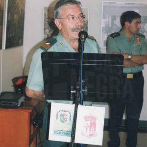 Intervención de un sargento  en la inauguración de la Exposición itinerante de la Guardia Civil en Aranjuez