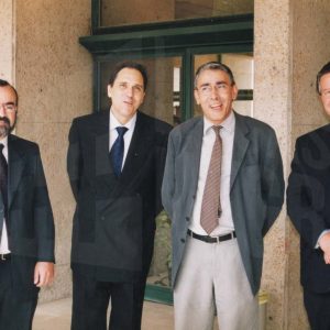 El jefe de Protocolo del Ayuntamiento, Ramón Peche, el Director del CC Isabel de Farnesio y el Director y Sudirector del Centro Penitenciario Madrid VI en los actos de la Fiesta de la Policía en Aranjuez