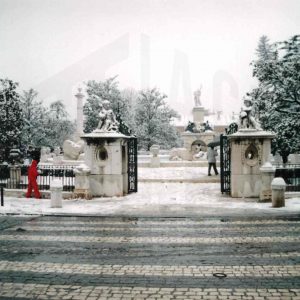 Jardín del Parterre en Aranjuez tras una nevada