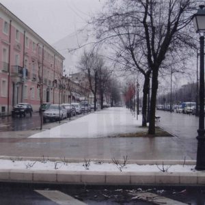 Colegio Sagrada Familia y alrededores en Aranjuez tras una nevada
