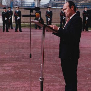 Intervención del Director General de la Guardia Civil, Santiago López Valdivielso, durante el acto de rejura de bandera de la 2ª promoción de la Academia de Aranjuez