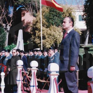 El Director General de la Guardia Civil, Santiago López Valdivielso, durante el acto de rejura de bandera de la 2ª promoción de la Academia de Aranjuez