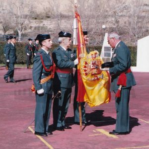 Varios oficiales de la Guardia Civil durante el acto de rejura de bandera de la 2ª promoción de la Academia de Aranjuez