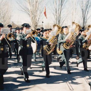 Banda de música de la Guardia Civil, durante el acto de rejura de bandera de la 2ª promoción de la Academia de Aranjuez