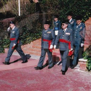 El Director de la Academia de Oficiales de la Guardia Civil, Rafael Yuste Martínez, durante el acto de rejura de bandera de la 2ª promoción de la Academia de Aranjuez