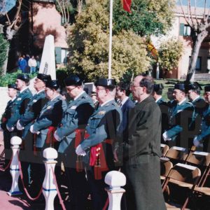 El Director de la Academia de Oficiales de la Guardia Civil, Rafael Yuste Martínez, durante el acto de rejura de bandera de la 2ª promoción de la Academia de Aranjuez