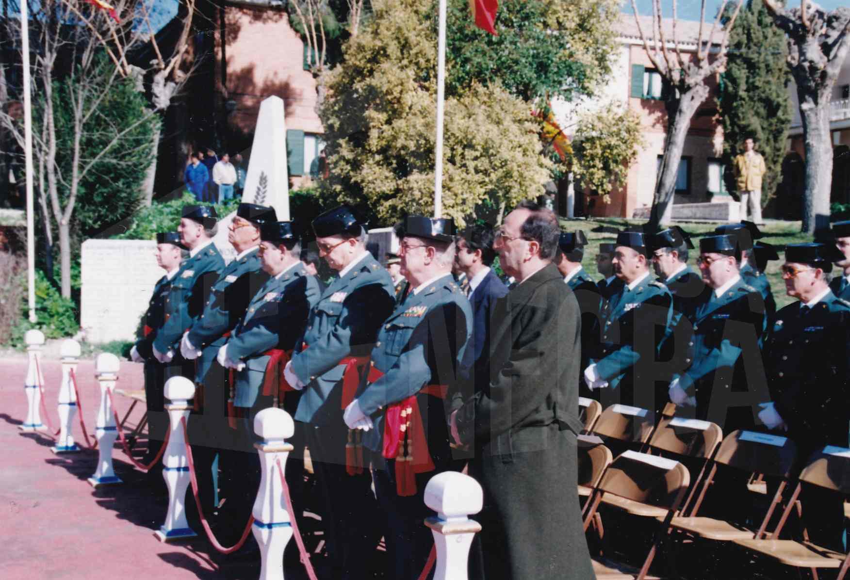 El Director de la Academia de Oficiales de la Guardia Civil, Rafael Yuste Martínez, durante el acto de rejura de bandera de la 2ª promoción de la Academia de Aranjuez