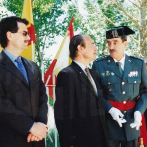 El Alcalde de Aranjuez, José Mª Cepeda, junto al Director General de la Guardia Civil, durante el acto de fin de curso de la Academia en Aranjuez