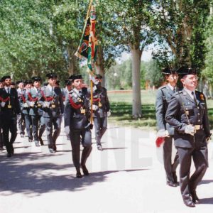 Guardias civiles desfilando durante el acto de fin de curso de la Academia de Aranjuez
