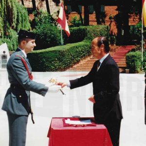 El Director General de la Guardia Civil junto con el Coronel Director de la Academia de Oficiales de la Guardia Civil, durante el acto de fin de curso de la Academia de Aranjuez
