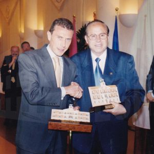 Antonio Talavera Palazón con Emilio Butragueño en la III Gala del Deporte de Aranjuez
