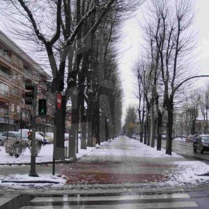 Calle Infantas de Aranjuez tras una nevada