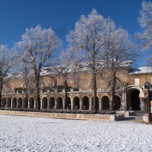 Casas de Oficios y Caballeros en Aranjuez tras una nevada