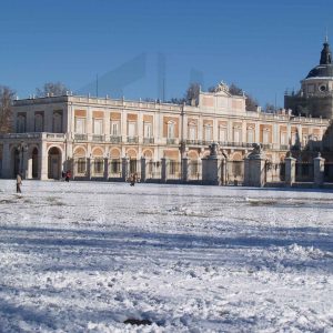 Ala norte del Palacio Real de Aranjuez tras una nevada