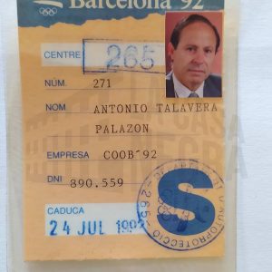 Carnet personal del COOB’92 de juez para la prueba de Pentatlón Moderno
